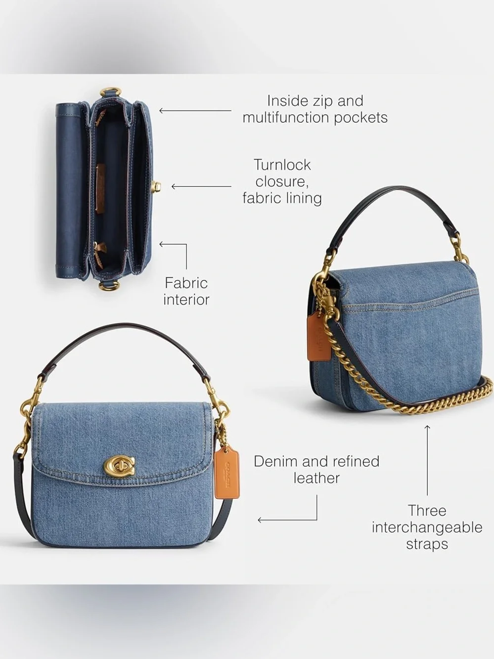 Authentic COACH Cassie 19 Crossbody in Indigo Denim CR662 | NWT - Picture 4 of 14